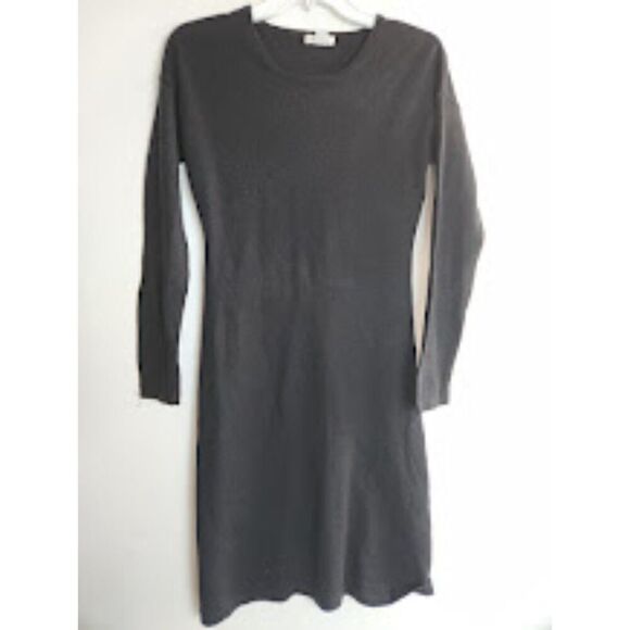 Garnet Hill  Black 100% Merino Wool Scoop Neck Knit Sweater Dress size Small - Picture 1 of 8